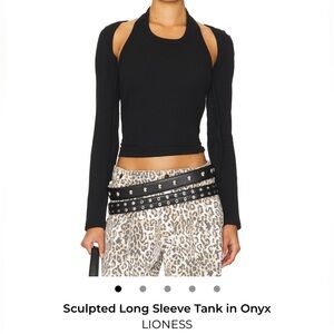 Sculpted Long Sleeve Tank in Onyx - Women's Black Top
